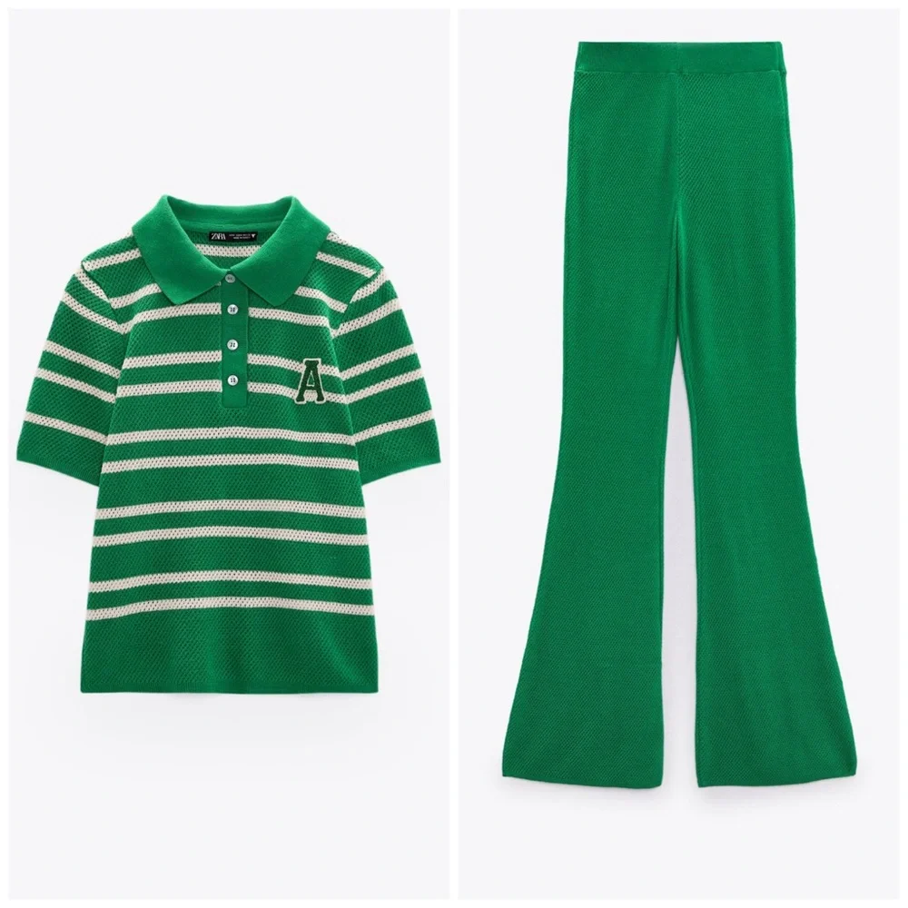 Zara Green knit set 2pc - Picture 1 of 3